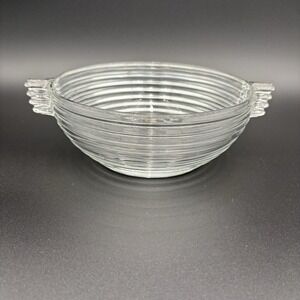 Vintage Anchor Hocking Ribbed Depression Glass "Manhattan"  Serving Bowl 7"